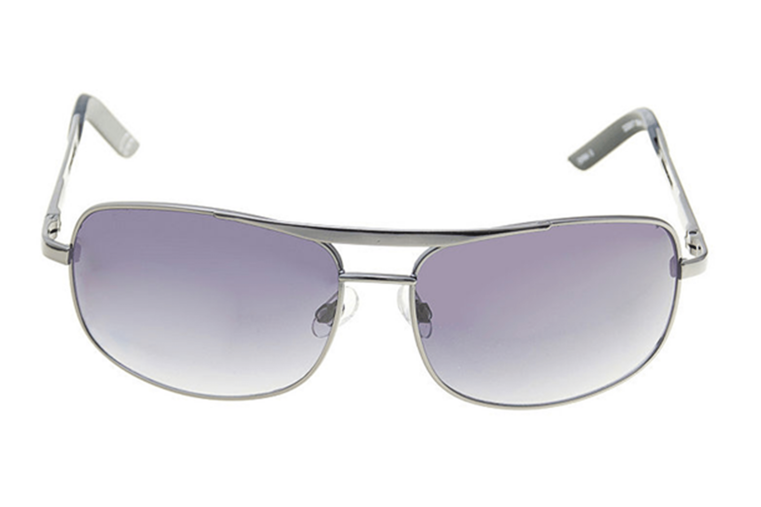 Sleek silver sunglasses with gradient lenses, showcasing a stylish design ideal for sun protection and fashion