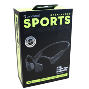 Bone conduction headphones in packaging labeled "Sports."